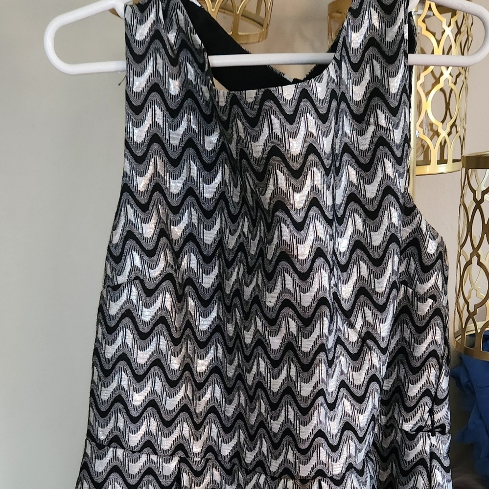 Three Hearts Black and White Wave Pattern Dress